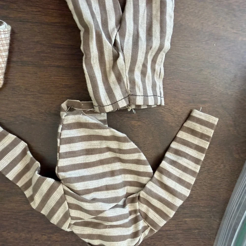 Handmade Vintage Style Male Doll Clothing Lot Striped Pajamas Checkered Robe Ken